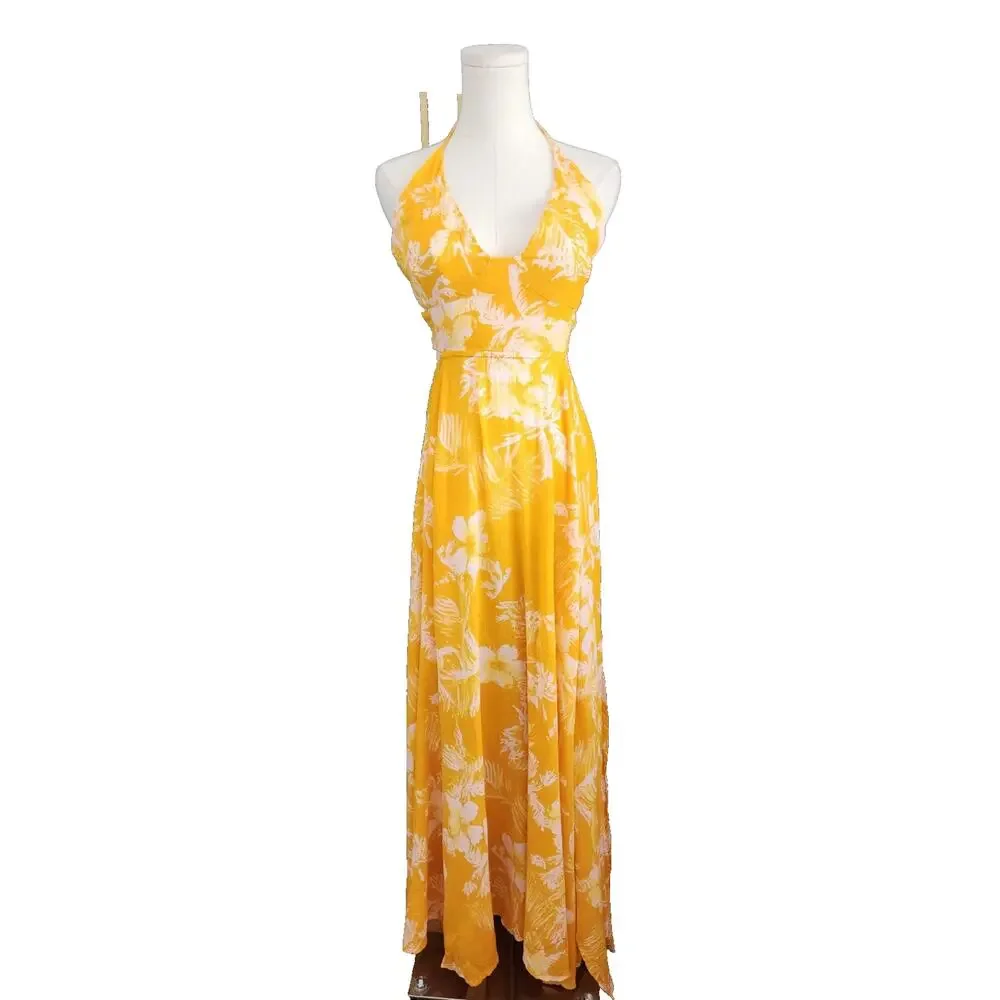 Sleeveless Floral Yellow Summer Maxi Dress - Picture 3 of 12